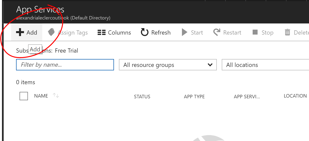 Add App Azure Image