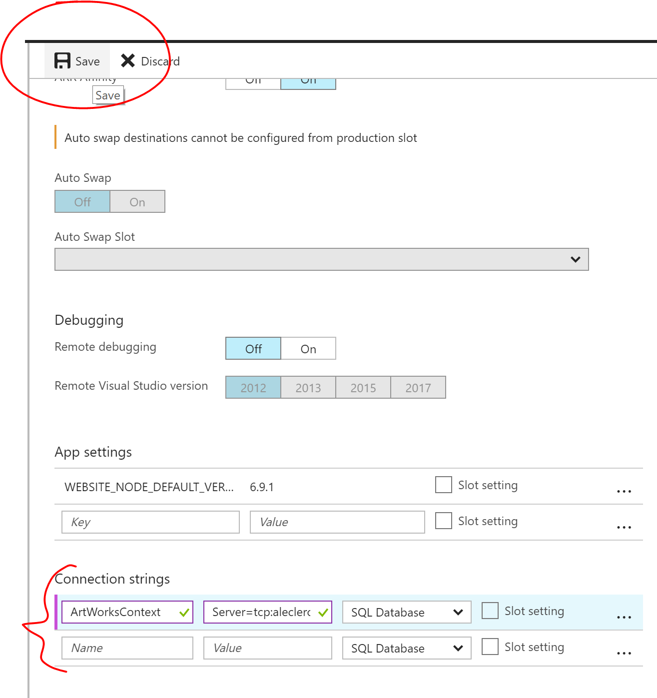 Adding Connection String Image